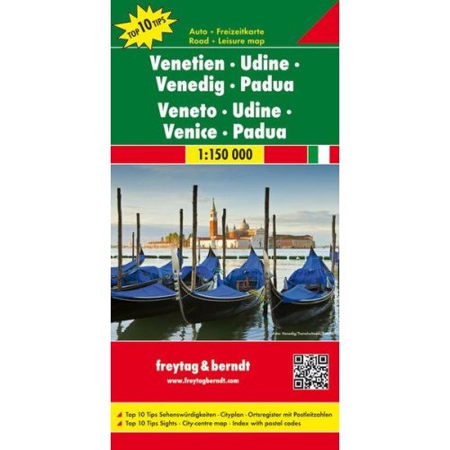 Veneto, Udine, Velence, Pádova autótérkép - Freytag-Berndt Top 10 Tips