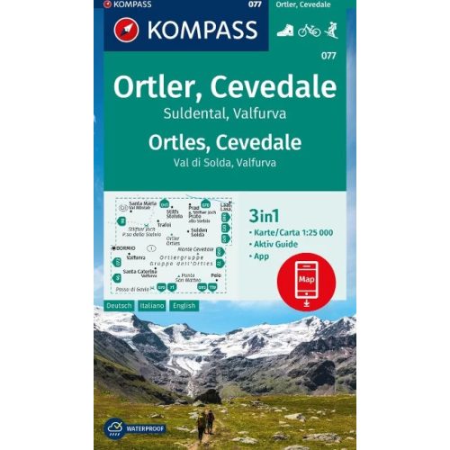 Ortles, Cevedale turistatérkép (WK 077) - Kompass