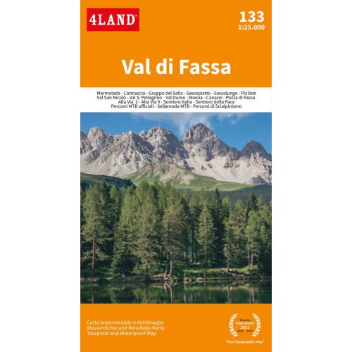 Val di Fassa, hiking map (133) - 4LAND