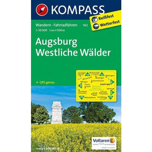 Augsburg & Westliche Wälder, hiking map (WK 162) - Kompass