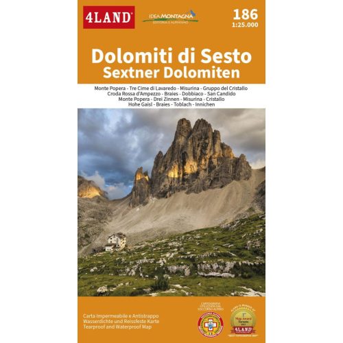 Dolomiti di Sesto, hiking map (186) - 4LAND