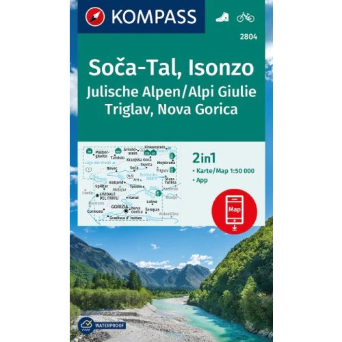 Soča (Isonzo) Valley, hiking map (WK 2804) - Kompass