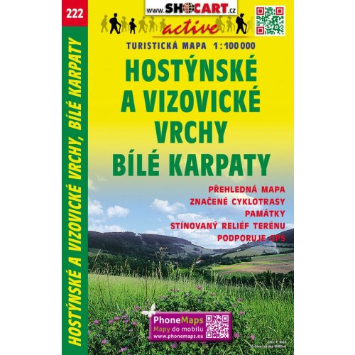 Hostýnské és Vizovické-hegység, Fehér-Kárpátok turistatérkép (222) - ShoCart