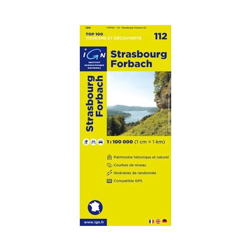 Strasbourg & Forbach, cycling map (112) - IGN Top 100