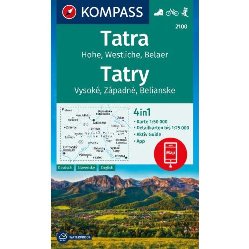 Magas-Tátra, Nyugati-Tátra, Bélai-Tátra turistatérkép (WK 2100) - Kompass