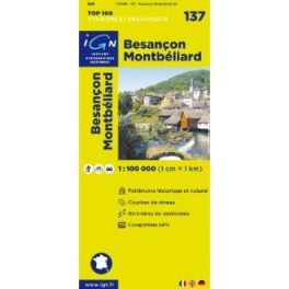 Besançon & Montbéliard, cycling map (137) - IGN Top 100