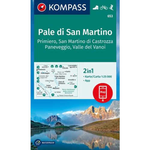 Pale di San Martino turistatérkép (WK 653) - Kompass