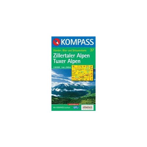 Zillertaler Alpen, Tuxer Alpen (WK 37), hiking map (2013) - Kompass