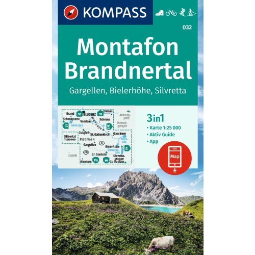 Montafon, Brandnertal turistatérkép (WK 032) - Kompass