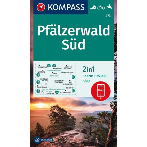 Palatinate Forest (South), hiking map (WK 473) - Kompass