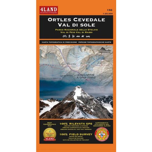 Ortles, Cevedale & Val di Sole, hiking map (156) - 4LAND