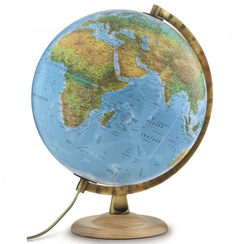 Dual globe 30 cm, with wooden support - Cartographia