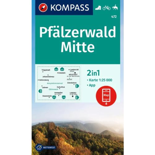 Palatinate Forest (Centre), hiking map (WK 472) - Kompass
