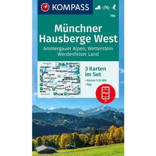 Münchner Hausberge (West), hiking map set (WK 796) - Kompass