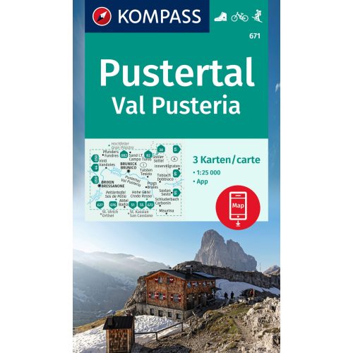 Val Pusteria, hiking map set (WK 671) - Kompass