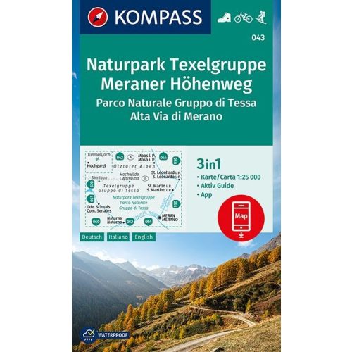 Parco Naturale Gruppo di Tessa, Alta Via di Merano turistatérkép (WK 043) - Kompass