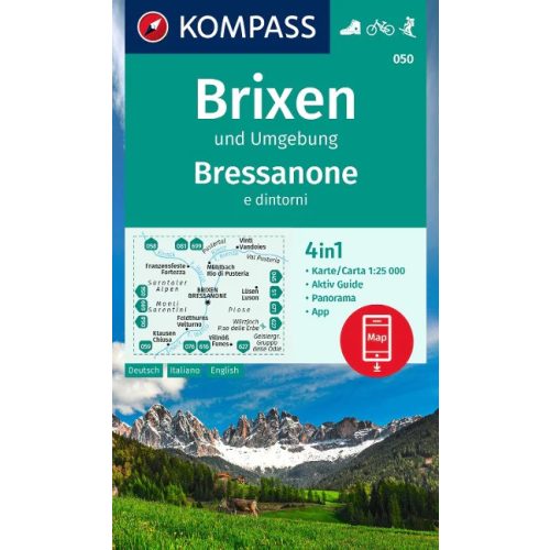 Bressanone és környéke turistatérkép (WK 050) - Kompass