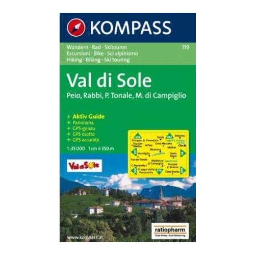 Val di Sole turistatérkép (WK 119) - Kompass