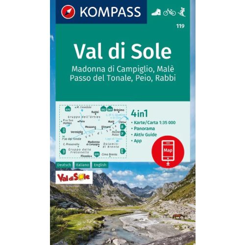 Val di Sole, hiking map (WK 119) - Kompass