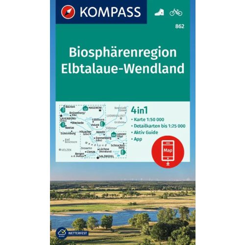 Elbtalaue-Wendland turistatérkép (WK 862) - Kompass