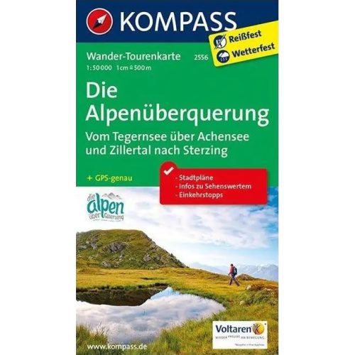 Át az Alpokon: Tegernsee – Vipiteno turistatérkép (WK 2556) - Kompass