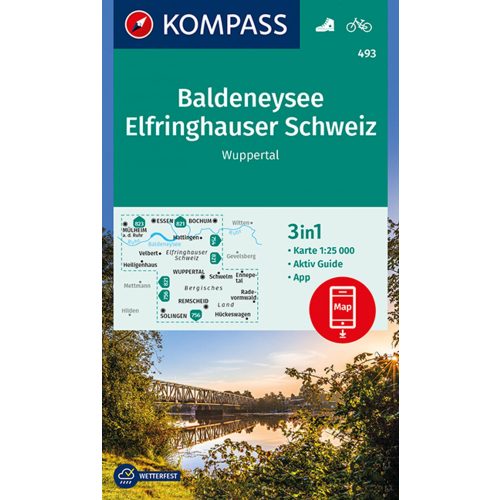 Baldeneysee, Elfringhauser Schweiz turistatérkép (WK 493) - Kompass