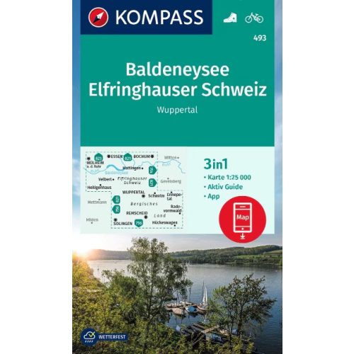 Baldeneysee, Elfringhauser Schweiz turistatérkép (WK 493) - Kompass