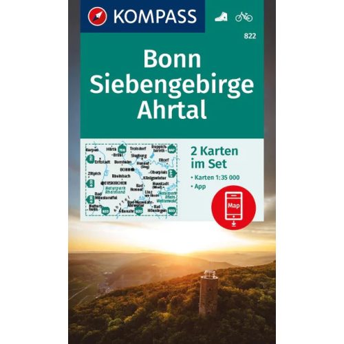 Bonn, Siebengebirge, Ahrtal turistatérkép szett (WK 822) - Kompass