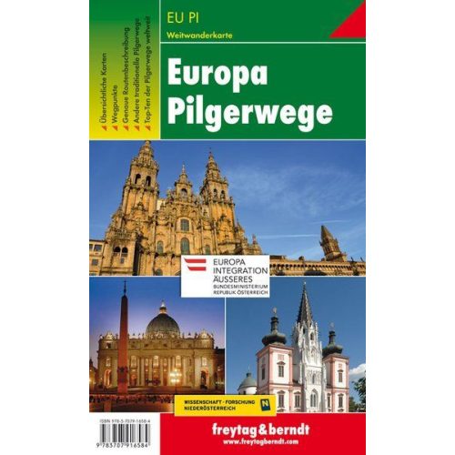 European pilgrimage routes, travel map - Freytag-Berndt