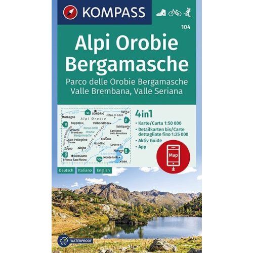 Alpi Orobie Bergamasche, hiking map (WK 104) - Kompass