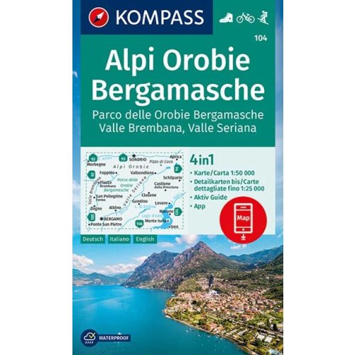 Alpi Orobie Bergamasche, hiking map (WK 104) - Kompass