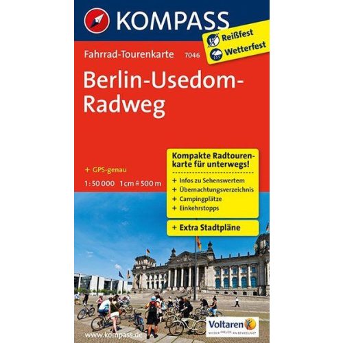 Berlin – Usedom kerékpárút térkép - Kompass