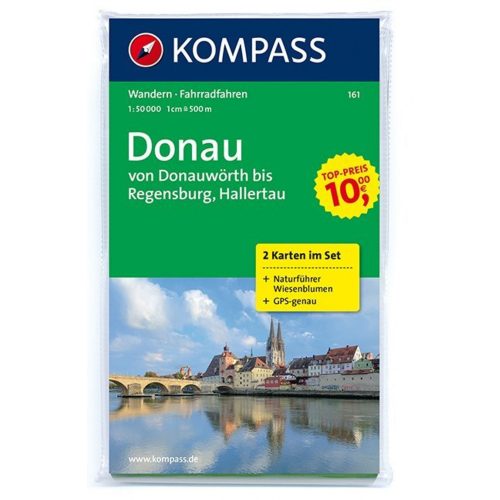 Duna: Donauwörth – Regensburg turistatérkép (WK 161) - Kompass