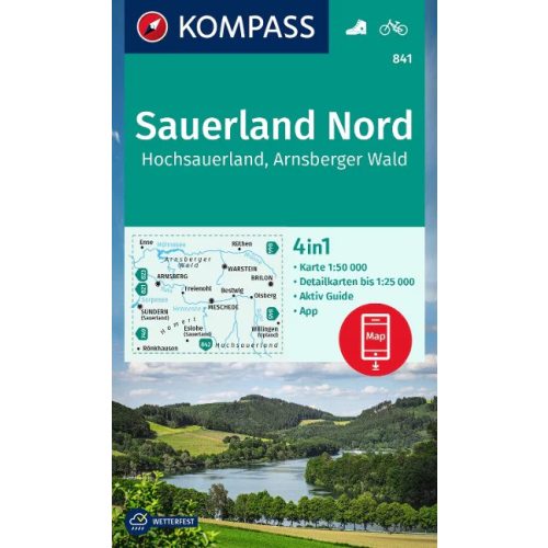 Sauerland (North), hiking map (WK 841) - Kompass