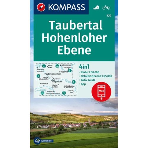 Taubertal, Hohenloher Ebene turistatérkép (WK 772) - Kompass