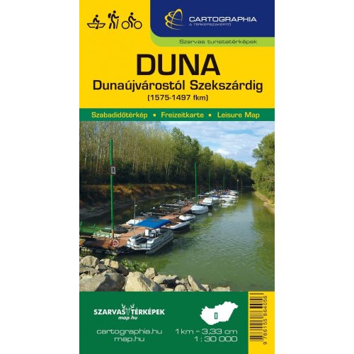 Danube: Dunaújváros—Szekszárd, hiking map - Szarvas & Cartographia