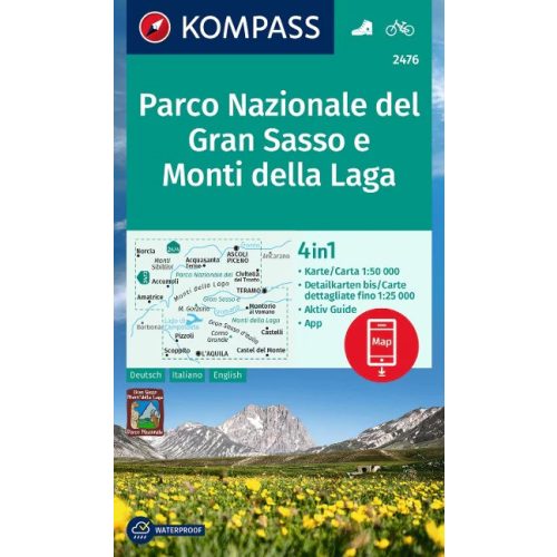 Gran Sasso & Monti della Laga National Park, hiking map (WK 2476) - Kompass