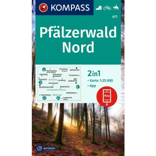 Palatinate Forest (North), hiking map (WK 471) - Kompass