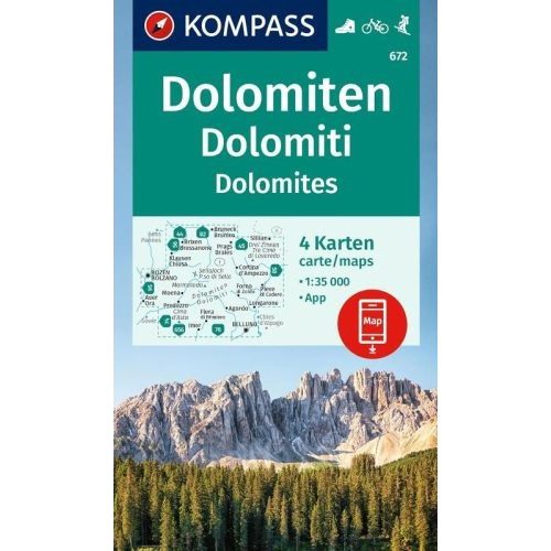 Dolomites, hiking map set (WK 672) - Kompass