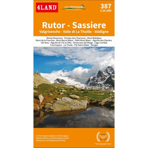 Rutor & Sassière, hiking map (387) - 4LAND